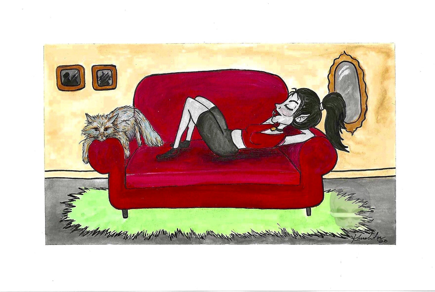 ‘haunted by carrots the cat’ - print