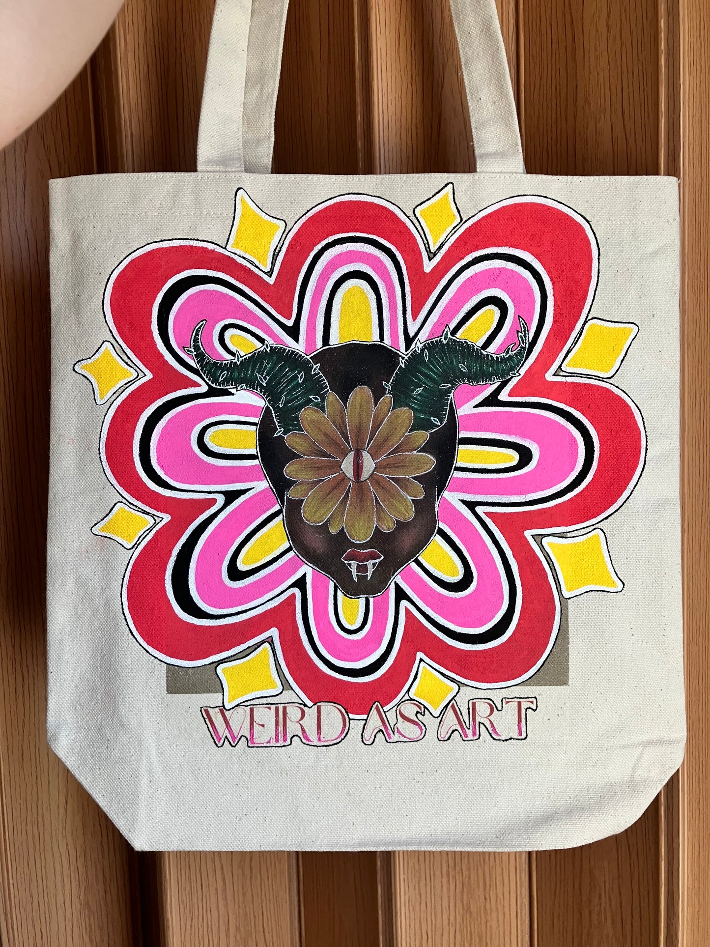 hand-painted canvas tote bag - ‘botanical beast [flower]’