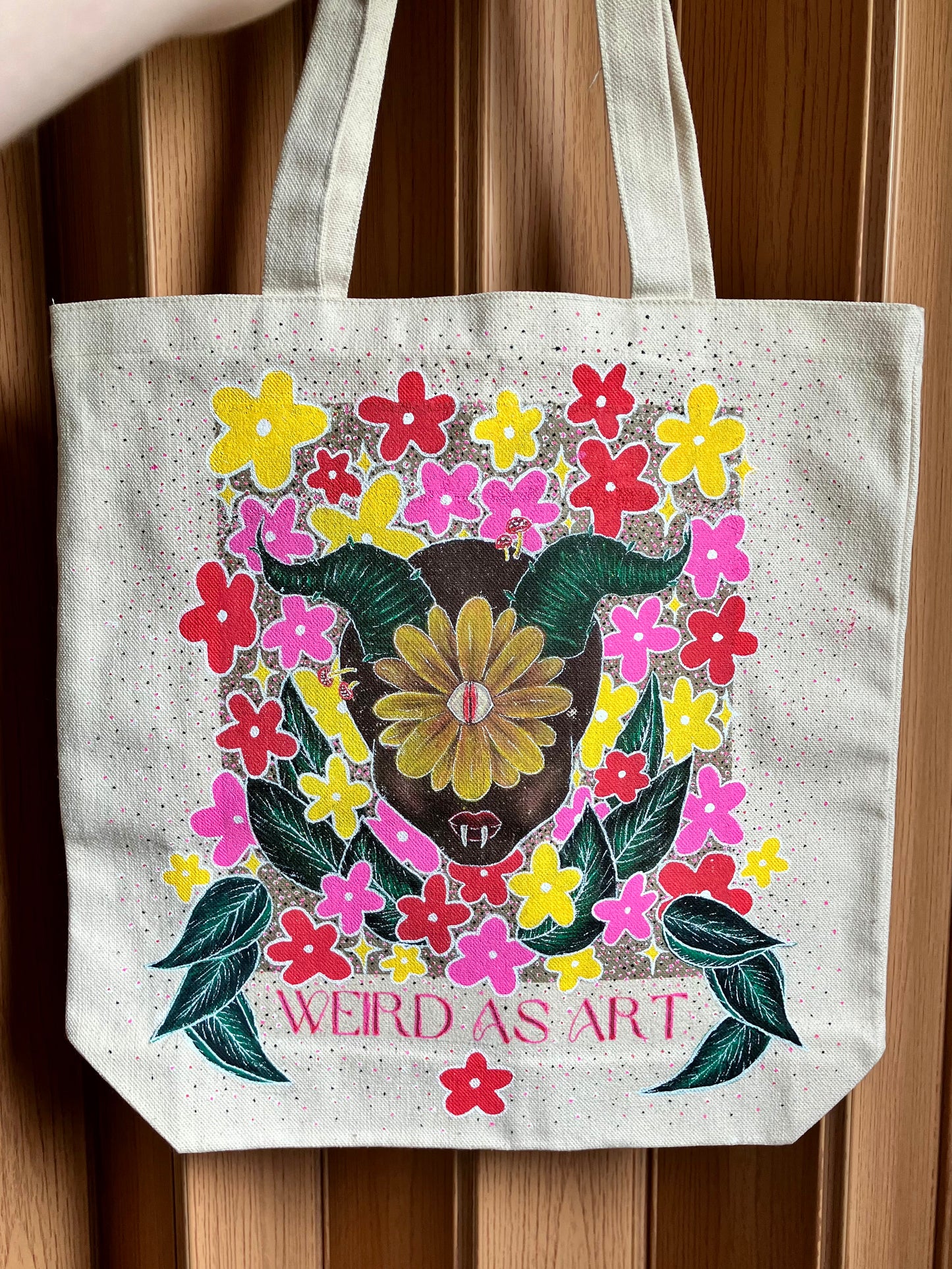 hand-painted canvas tote bag - ‘botanical beast [flowers]’