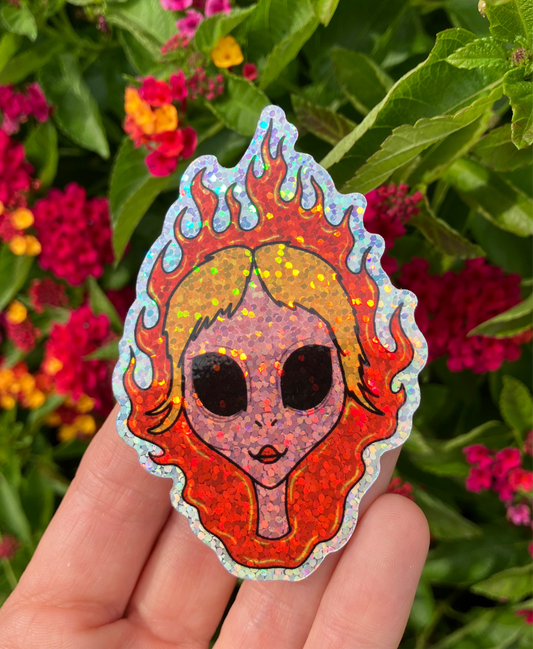 ‘on fire’ vinyl sticker