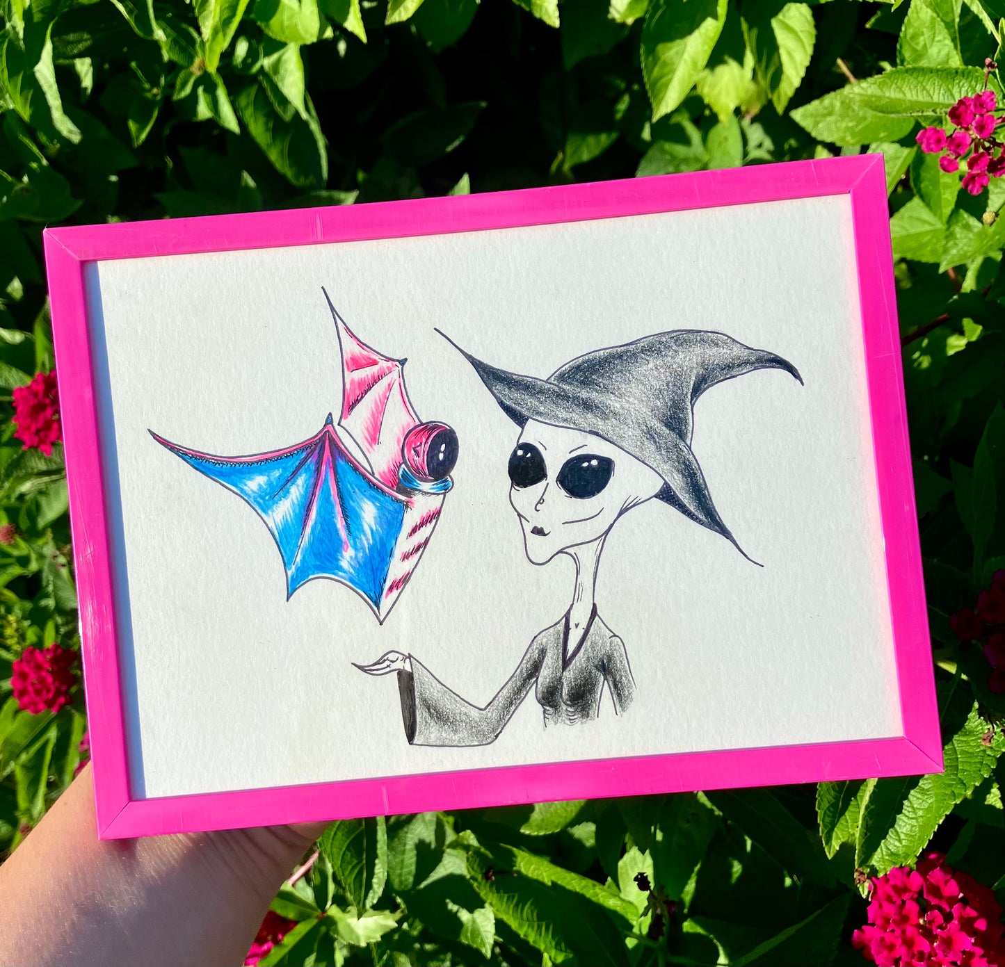 ‘maggie meets space bat’ [framed]